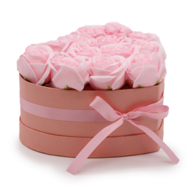 Luxe Zeeprozen Hartvorm Roze – 13 Zeepbloemen Cadeauset