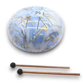 Medium Stalen Tong Geluksdrumss Blauwe Lucht - 22x18cm