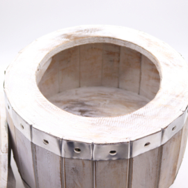 Biervatkruk - Whitewash - Albasia Hout - Met Opbergruimte - 38cmx32cm
