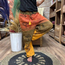 Harembroek Himalaya Print Oranje/Groen - Unisex - Laag Kruis