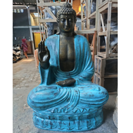 Groot Boeddha Beeld - Turquoise & Stenen Boeddha Leraar op Lotus - 2m