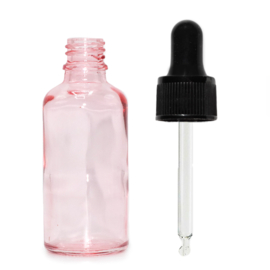 Pipetflesje 50ml Roze 1 st - Glazen Flesje met Zwarte Pipet