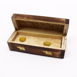 Mangohouten Wierookkegel Rookdoos - 15x5x5cm