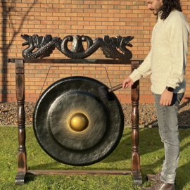Healing Gong In Standaard - Zwart Patroon - 80cm