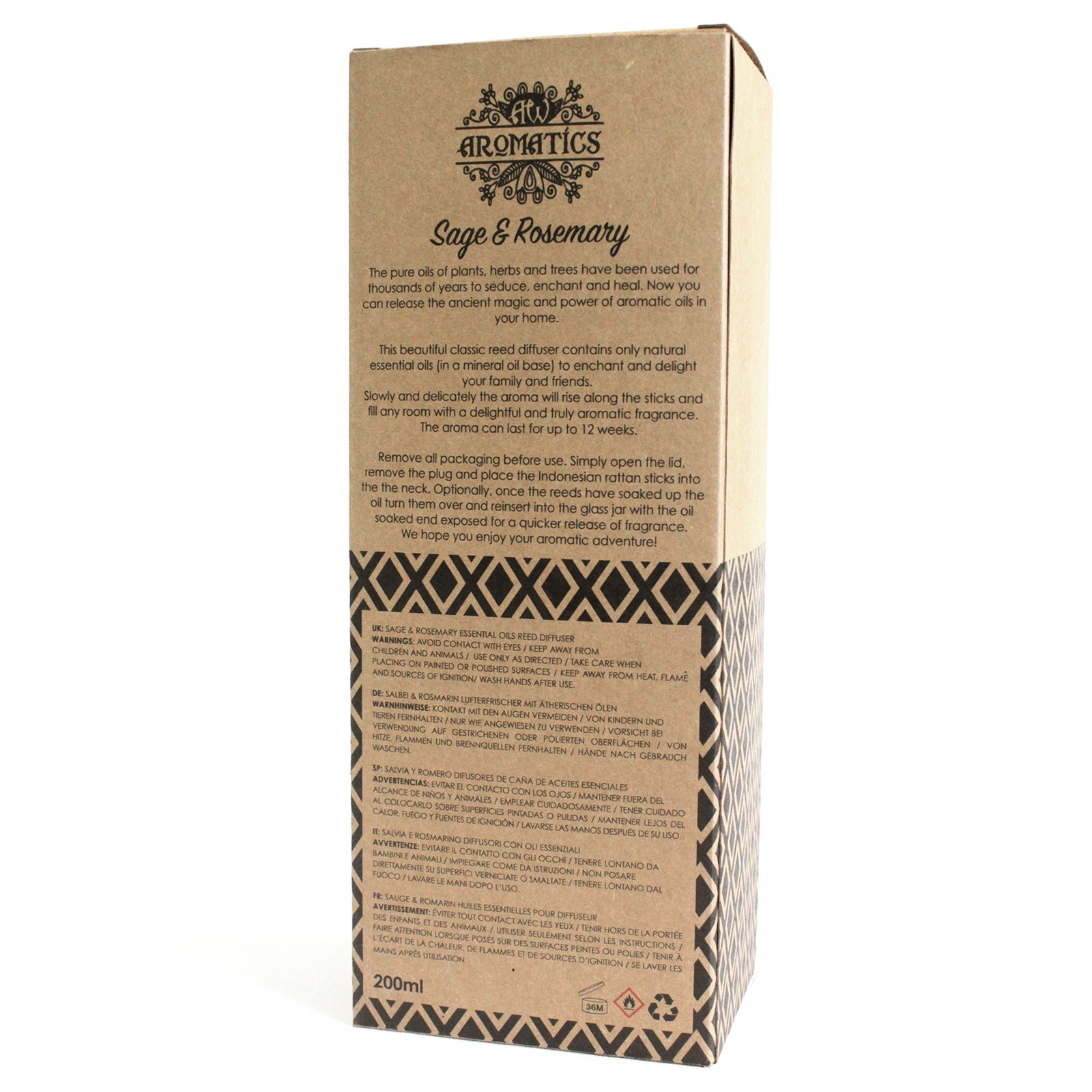 Geurstokjes - Salie & Rozemarijn - 200ml Riet Diffuser