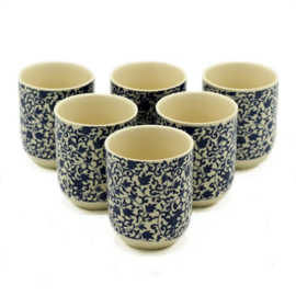 Kruiden Theekopjes - Blauw Patroon - 6 Stuks