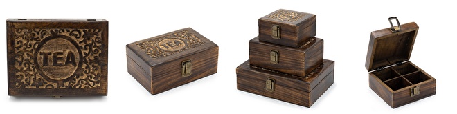 Hangesneden Mango houten theedozen