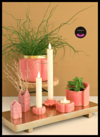 pouff waxinehouder terra roze