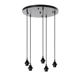 Plafondplaat 5 bulbs rond ø50cm zwart (CT1019)