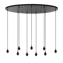 Plafondplaat 9 bulbs ovaal 120x45cm zwart (CT1026)