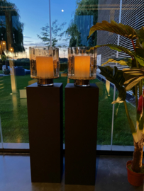 Windlicht Amber Glas (L) 27,5 x 27,5 x 35 cm