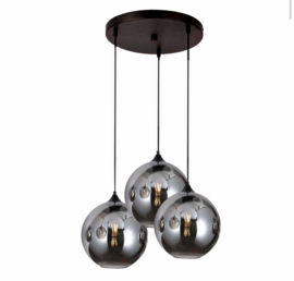 Hanglamp 3 Bulbs Oly Metallic Smoke ronde plafondplaat ⌀ 25 cm