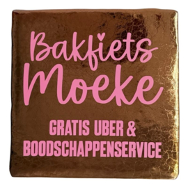 Keramische teksttegel – Bakfiets moeke – Gratis Uber & boodschappendienst