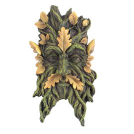 Wall Plaque - Green Man Yellow Oak Leaf