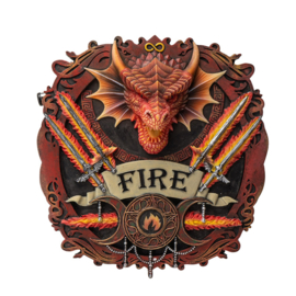 Wall Plaque - Fire Dragon Elemental Magic 28cm (AS)