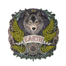 Wall Plaque - Earth Wolf Elemental Magic 28cm (AS)