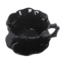 Cup and Saucer - Black Rose