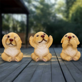 Figurine - Three Wise Golden Labradors 7.5cm (NN)