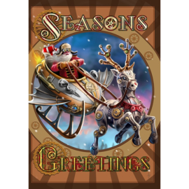 Greeting Card + Envelope - Steampunk Santa (AS) Yule