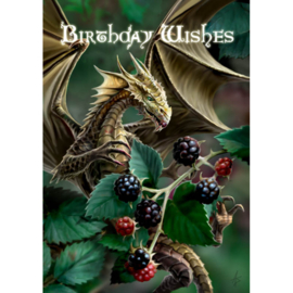 Wenskaart + Envelop - Black Berry Dragon (AS) Birthday