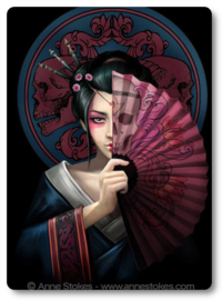 Wenskaart 3D - Geisha Skull