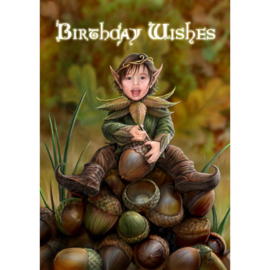 Wenskaart + Envelop - Acorn Pixie (AS) Birthday