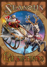 Wenskaart + Envelop - Steampunk Santa Yule