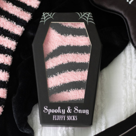 Sokken - Fluffy Pink and Black Striped