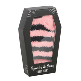 Sokken - Fluffy Pink and Black Striped
