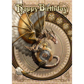 Wenskaart + Envelop - Clockwork Dragon (AS) Birthday