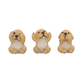 Figurine - Three Wise Golden Labradors 7.5cm (NN)