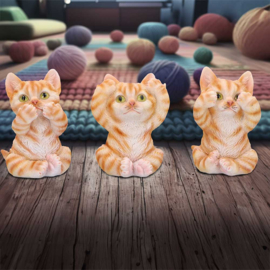 Figurine - Three Wise Ginger Cats 8.5cm (NN)