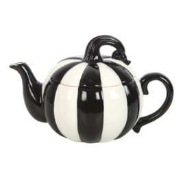 Theepot - Black & White Striped Pumpkin