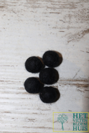 Viltenballetjes per 5 Zwart (10mm)