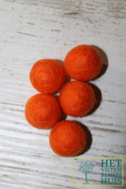 Vilten balletjes per 5 Oranje (18mm)