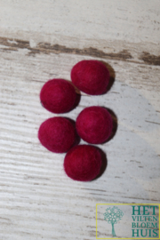 Vilten balletjes per 5 Rood (18mm)