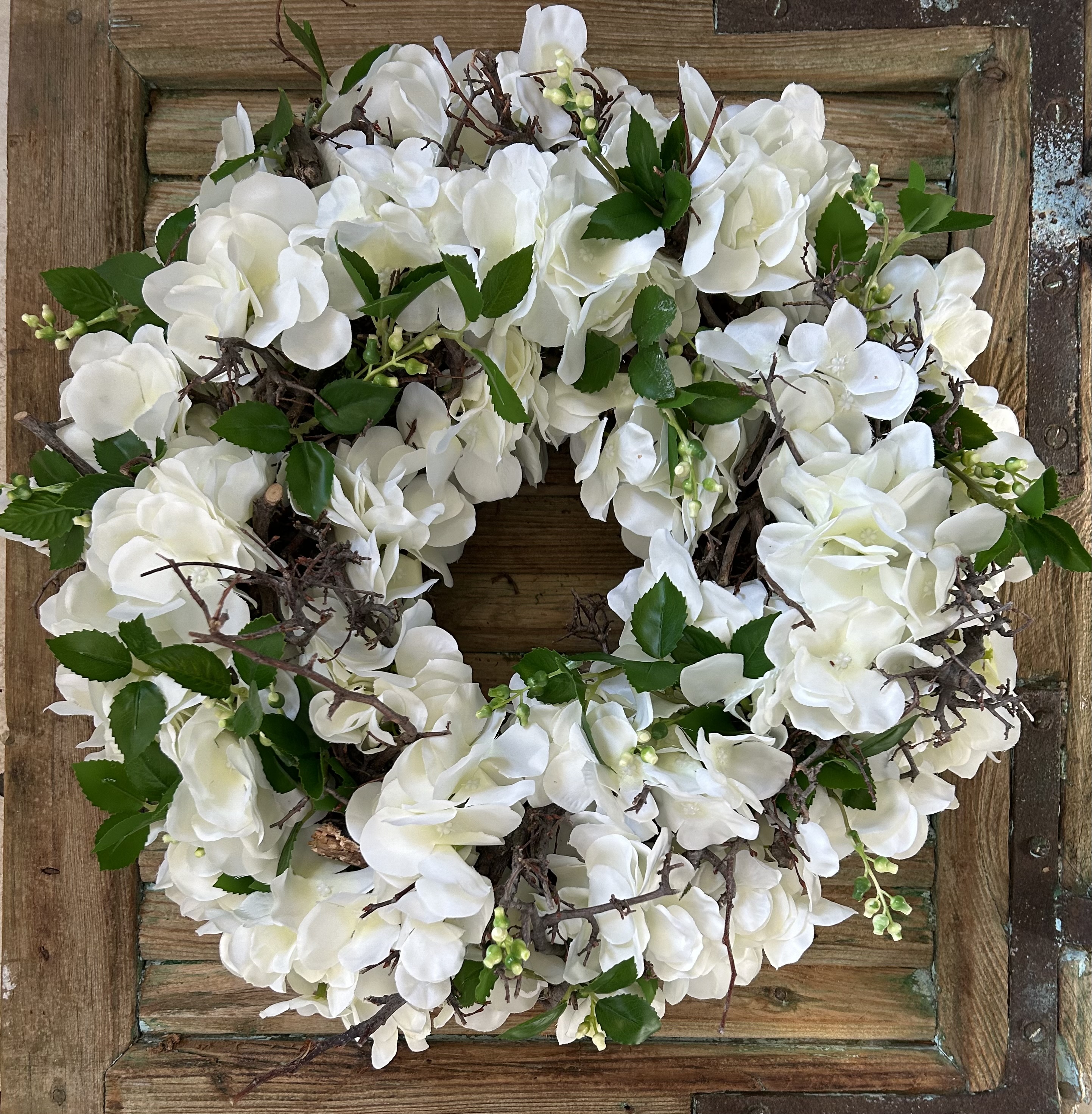 Hortensia krans wit 55 cm