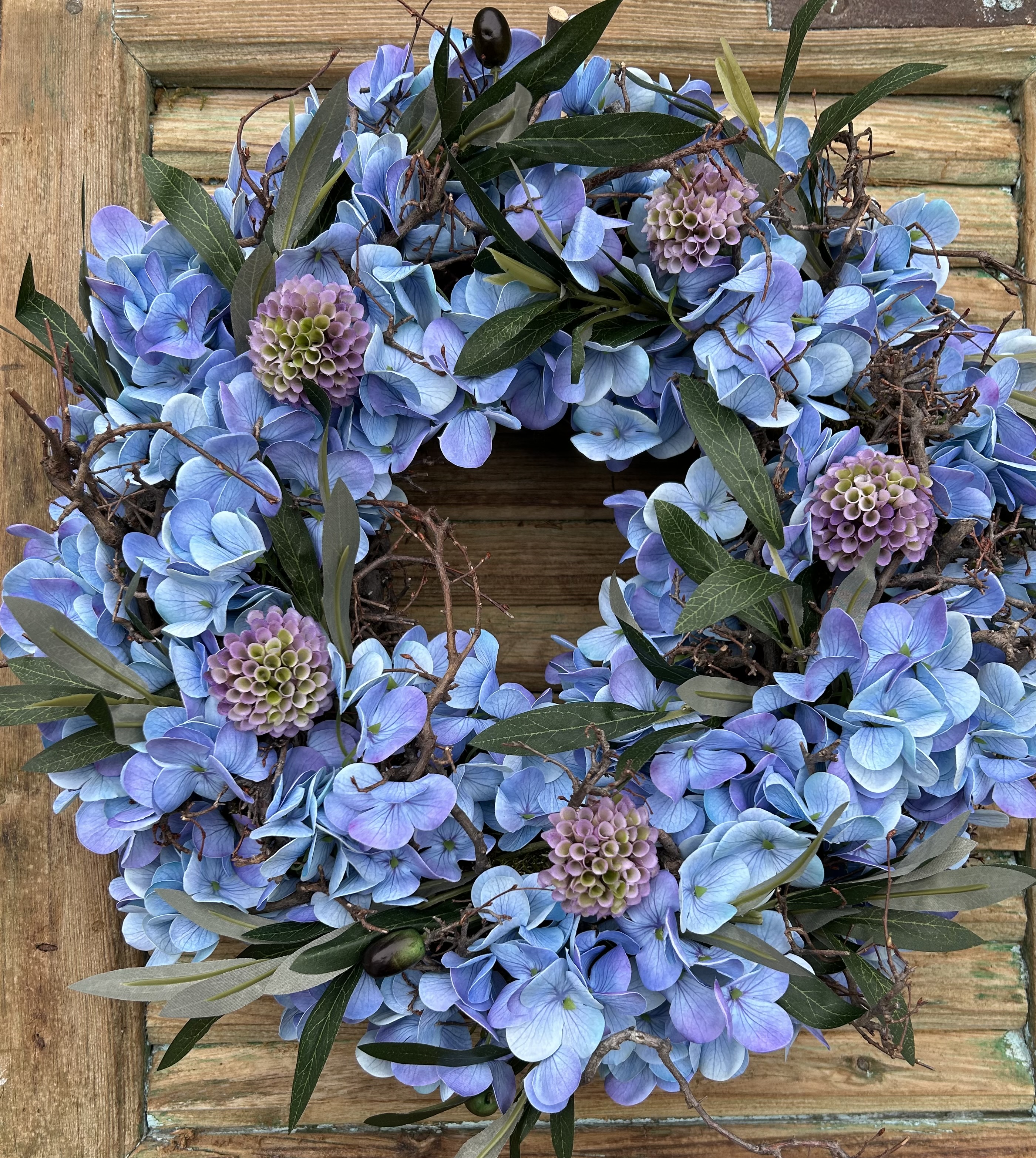 Hortensia krans blauw 45 cm