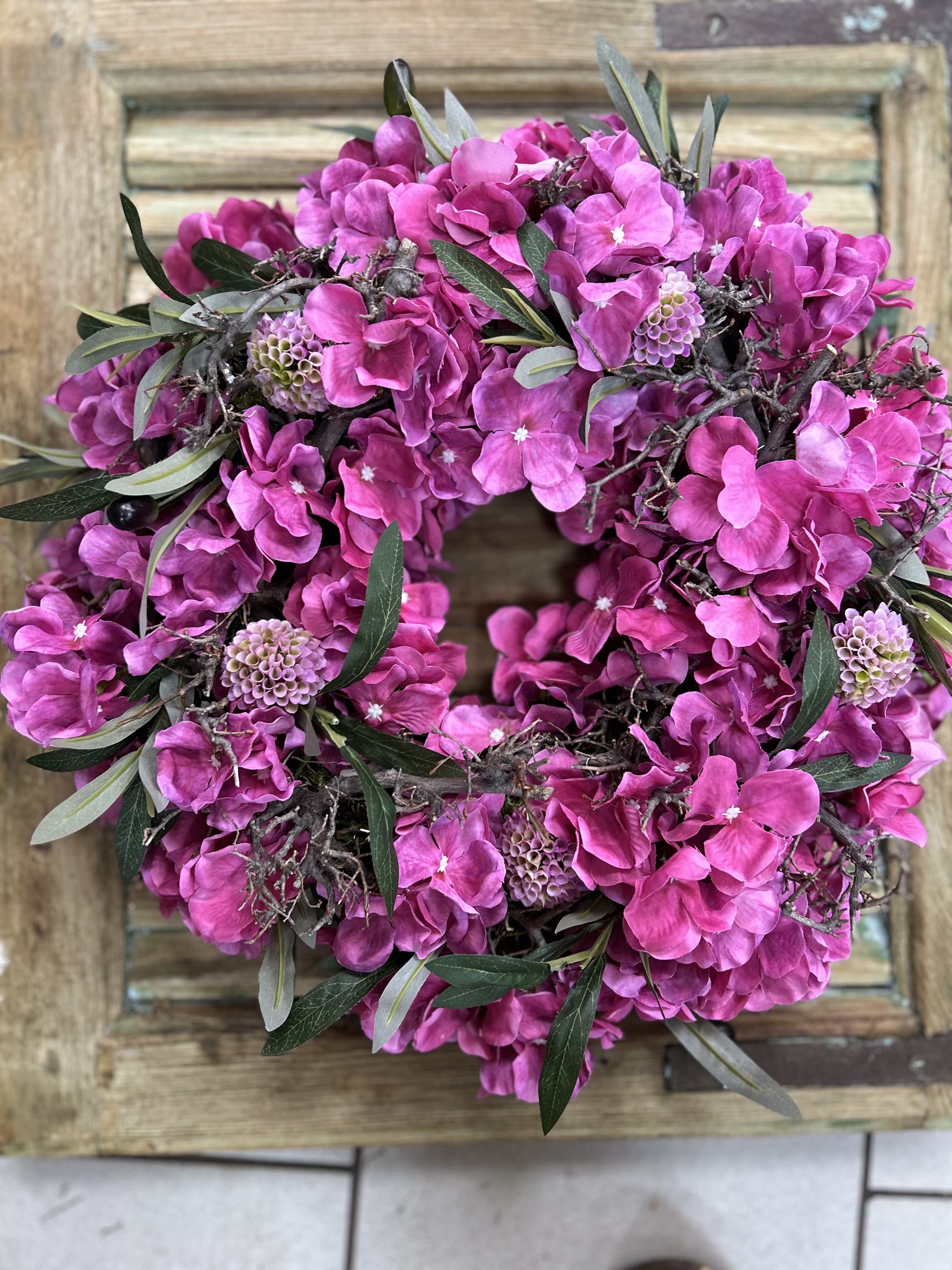 Hortensia krans   Donker roze 45 cm