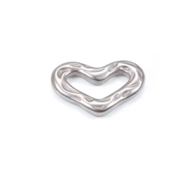 Tussenstuk hartje stainless steel zilver