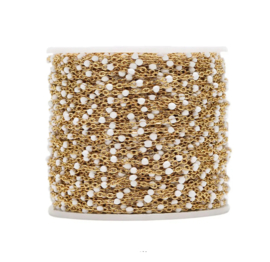 Jasseron Dots Gold - White 2mm stainless steel