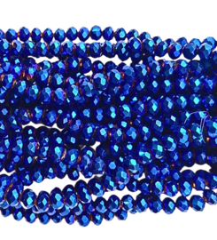 Facet kralen 6mm metallic blue