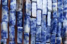 Natuursteen kralen 4x13mm blauw spot jaspis 29 stuks