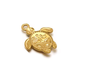 Bedel schildpad roze - goud stainless steel. 2 stuks