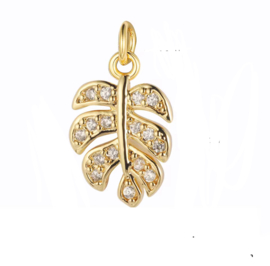 Bedel zirkonia monstera blad  Goud