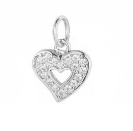 Bedel zirkonia cut out heart zilver