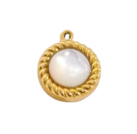 Bedel  rond stainless steel Goud met schelp