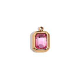Bedel glas hanger stainless steel Goud - Roze