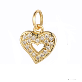 Bedel zirkonia cut out heart Goud