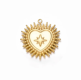 Bedel heart & star Goud. Stainless steel